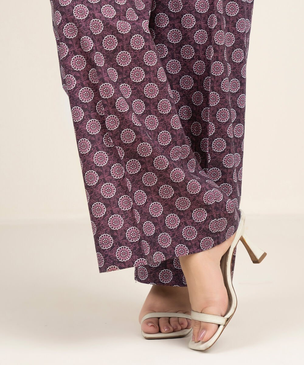 Women's RTW Cambric Printed Purple Culottes