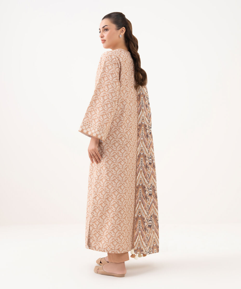 Women's Unstitched Cotton Printed Yellow 3 Piece Suit