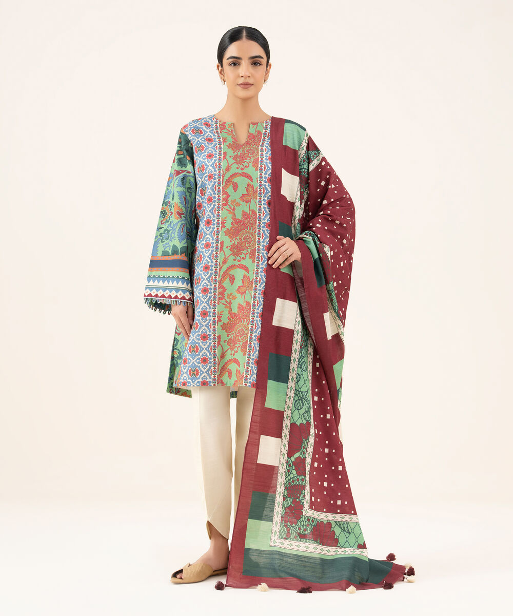 Women's Unstitched Lawn Printed Multi 2 Piece Suit