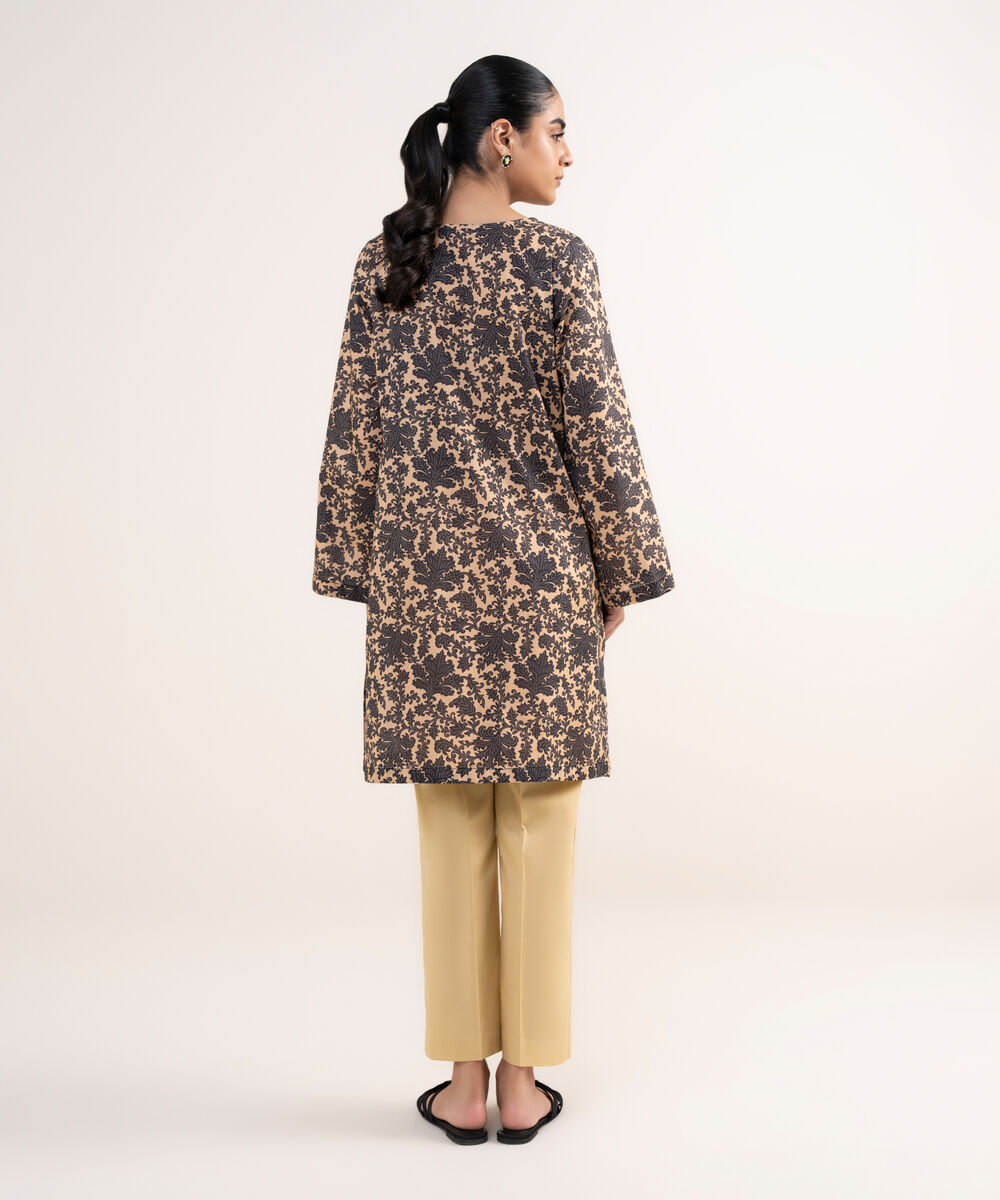 Women's RTW Lawn Black Embroidered A-Line Shirt