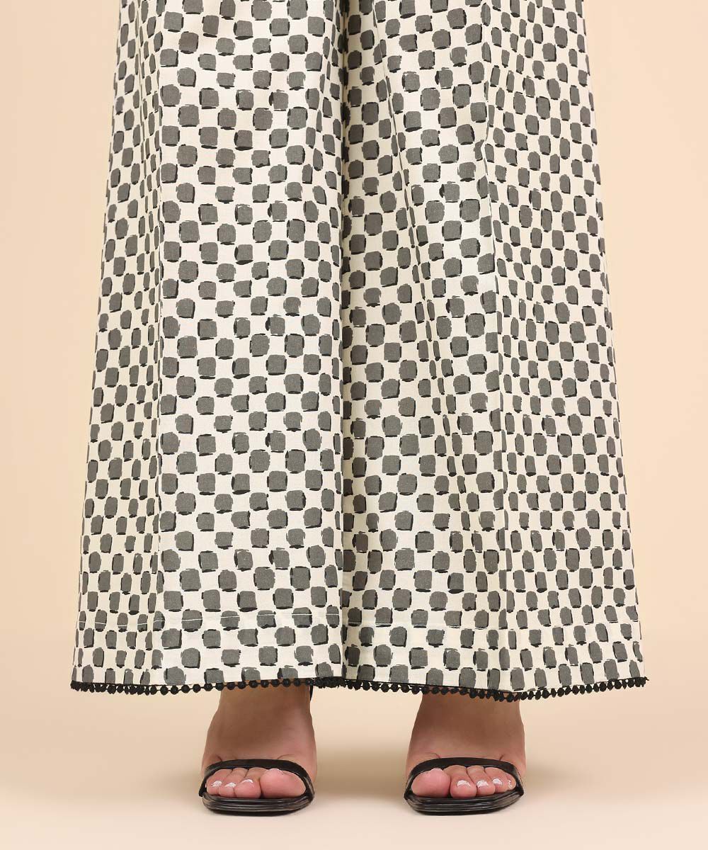 Women's Pret Cambric Black Printed Flared Pants