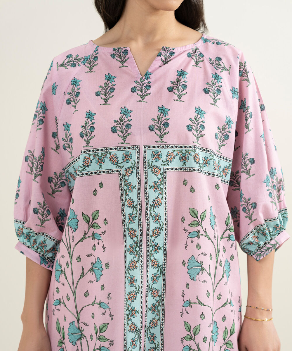 Women's RTW Lawn Printed Pink Dress Shirt