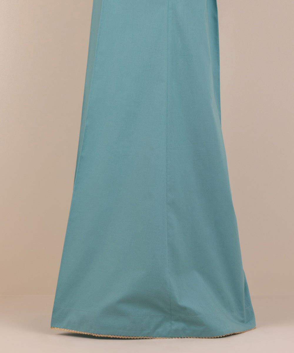 Woman - Blue Solid Cambric Sharara
