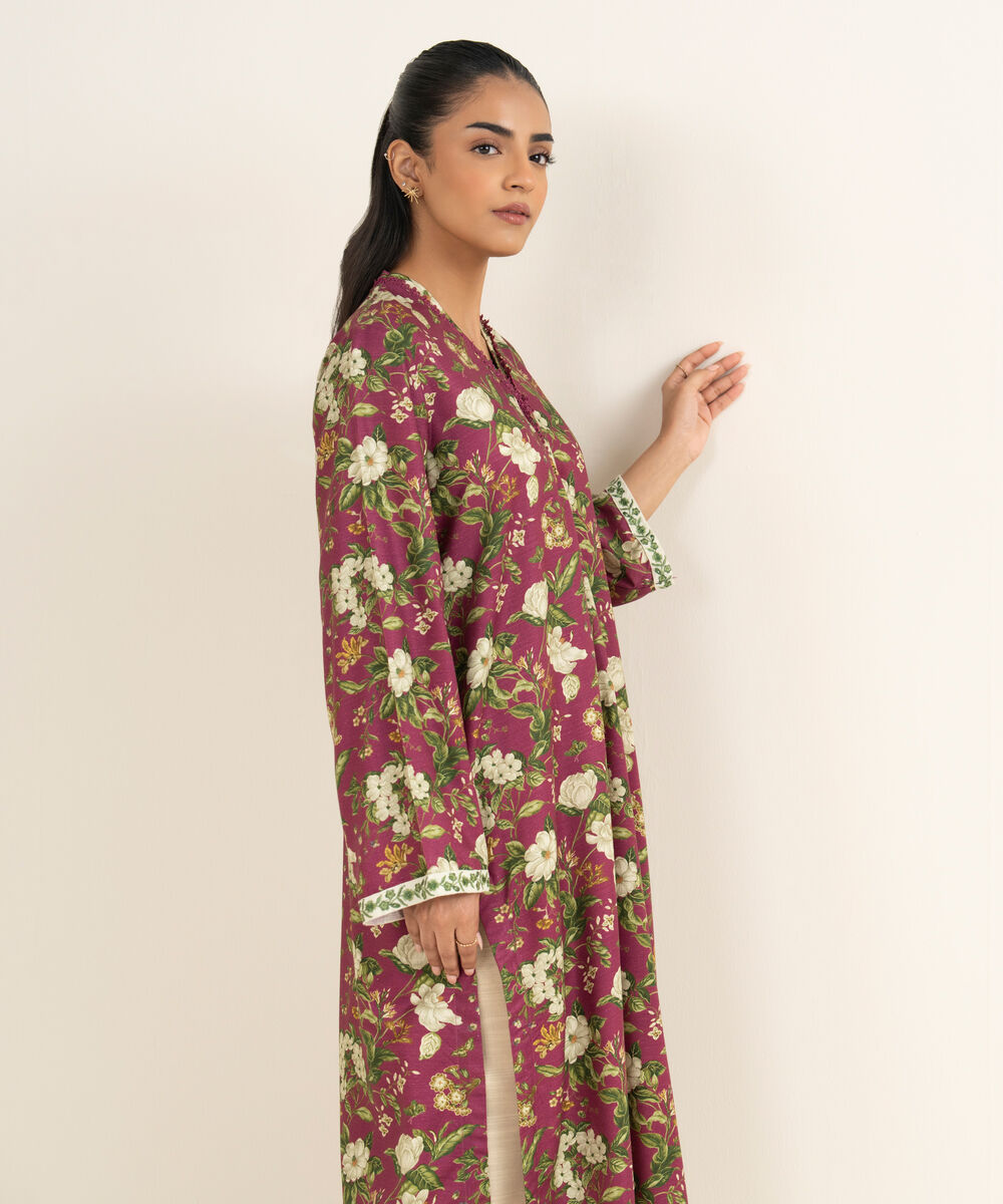 Women's RTW Light Khaddar Embroidered Pink A-Line Shirt