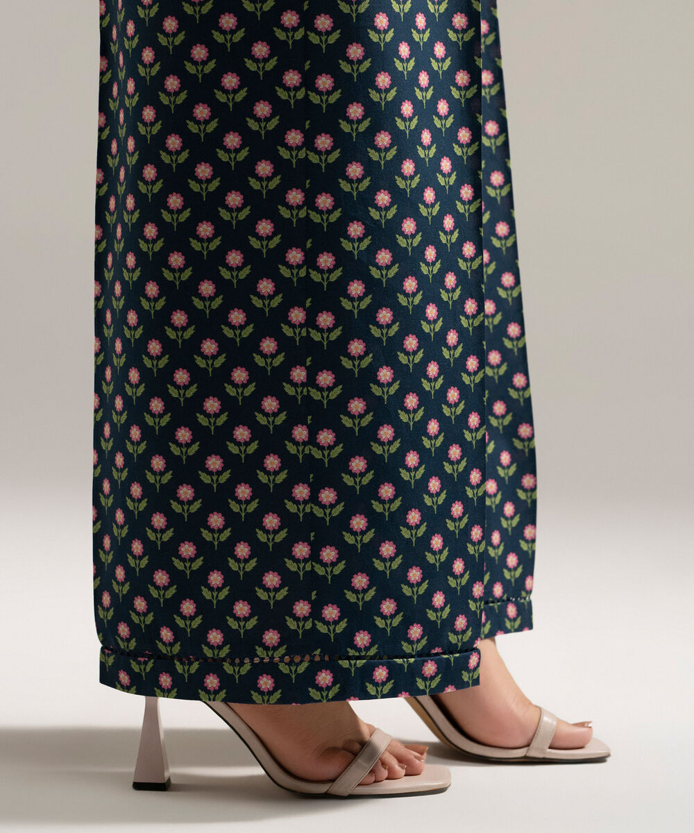 Women's RTW Cambric Printed Blue Culottes
