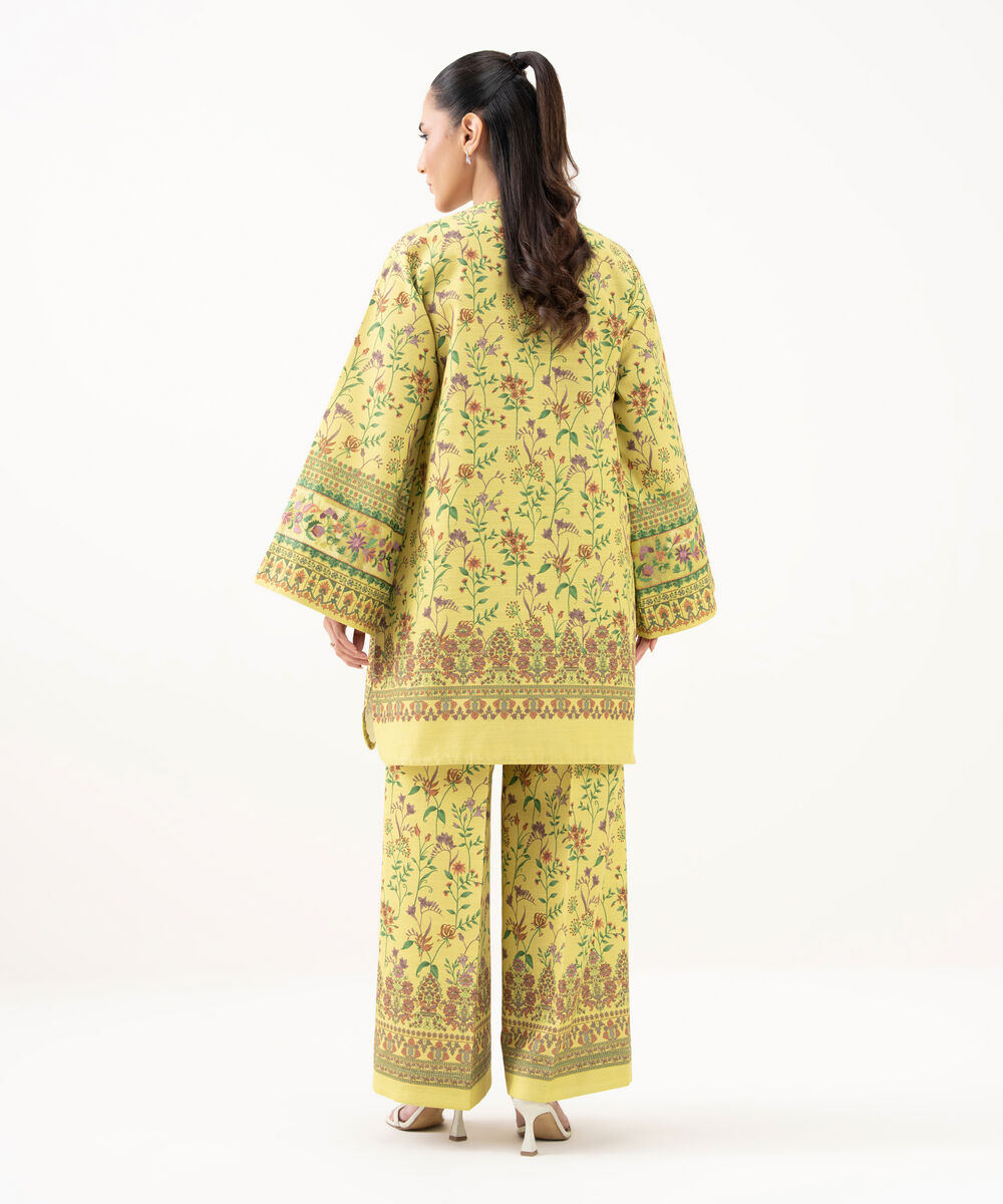 Women's Unstitched Lawn Embroidered Yellow 2 Piece Suit