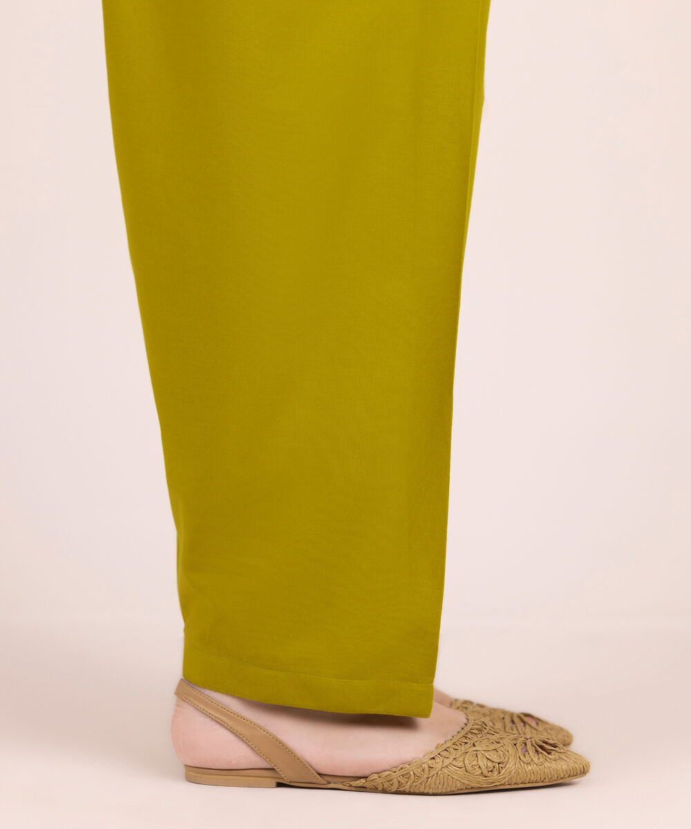 Women's RTW Cambric Solid Yellow Shalwar