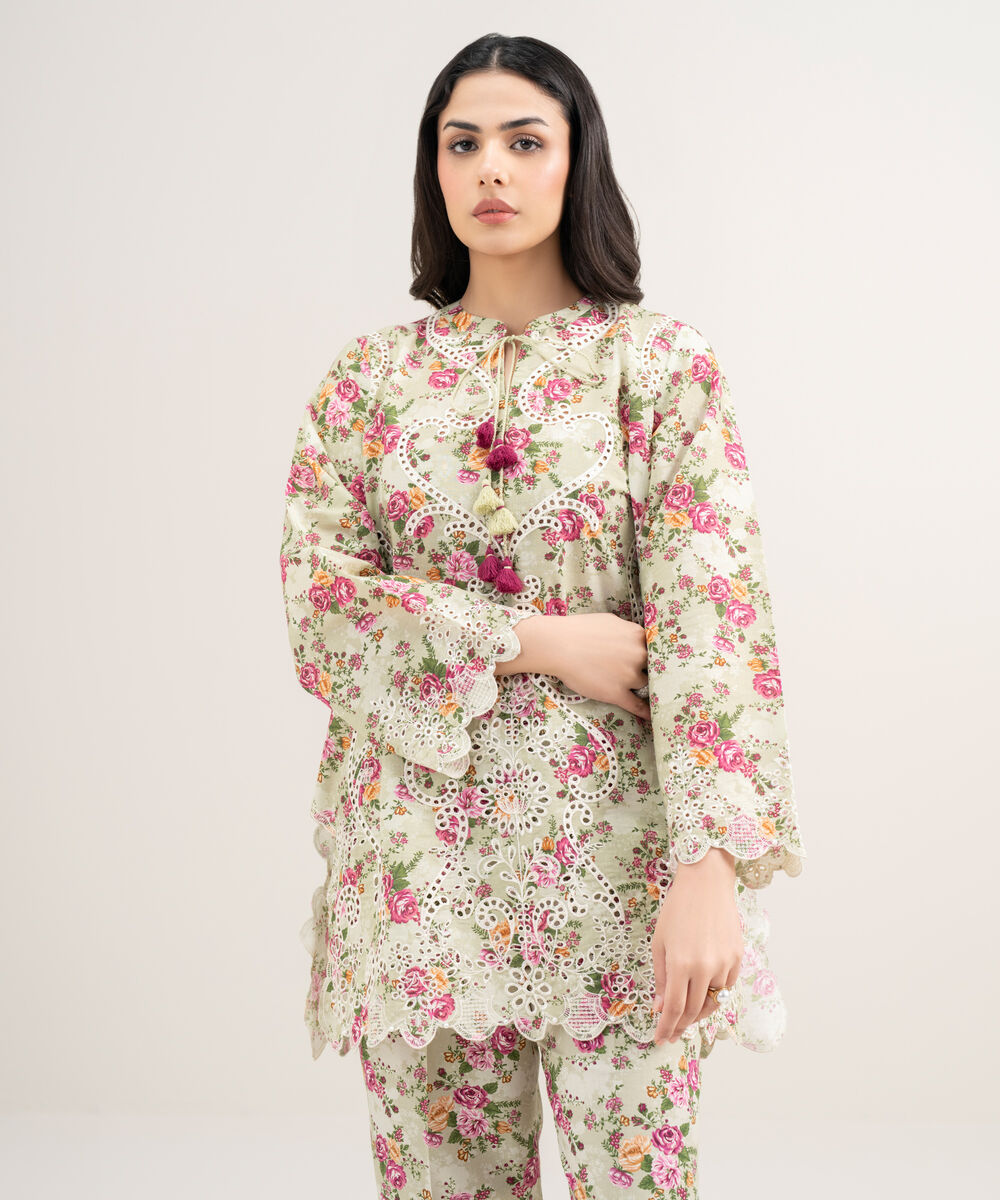 Women's RTW Zari Cotton Embroidered Multi Straight Shirt