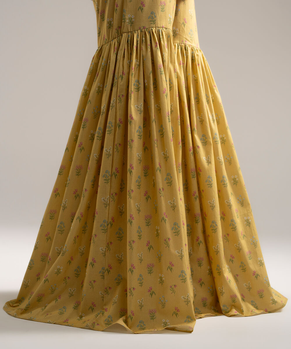 Women's RTW Cambric Printed Yellow Gharara