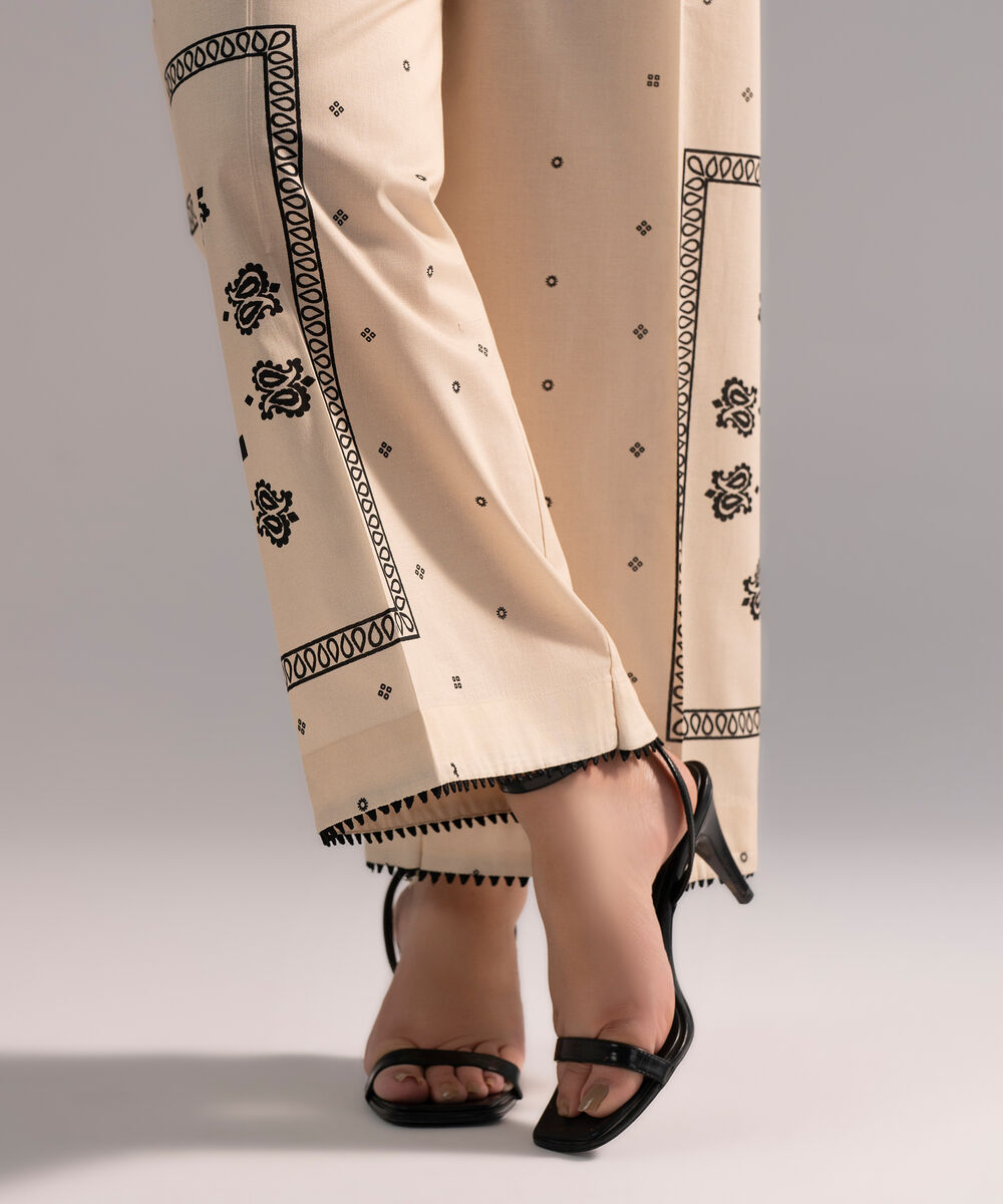 Women's RTW Cambric Printed Beige Culottes