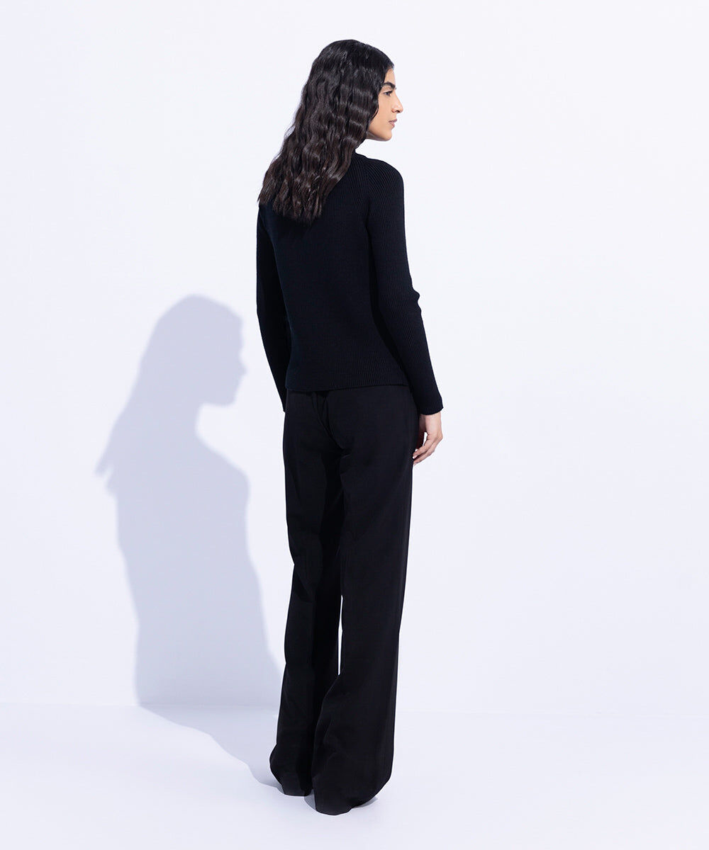 Woman - Black Slim Fit Knit Sweater