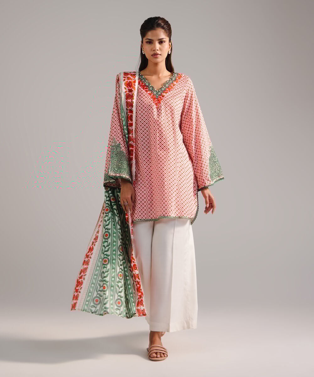 Lawn Printed Green Dupatta