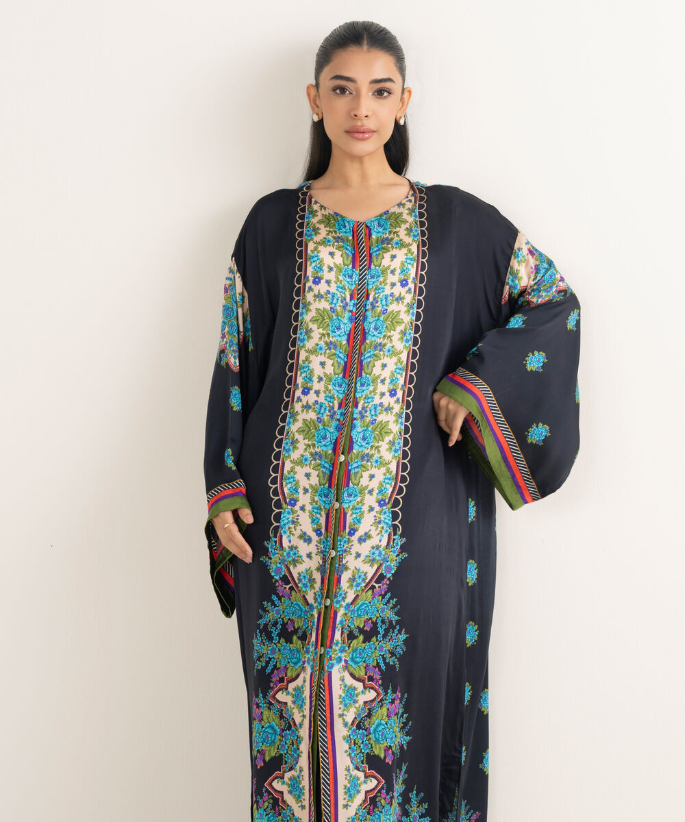 Women's RTW Bemberg Chamoz Printed Black 2 Piece Suit