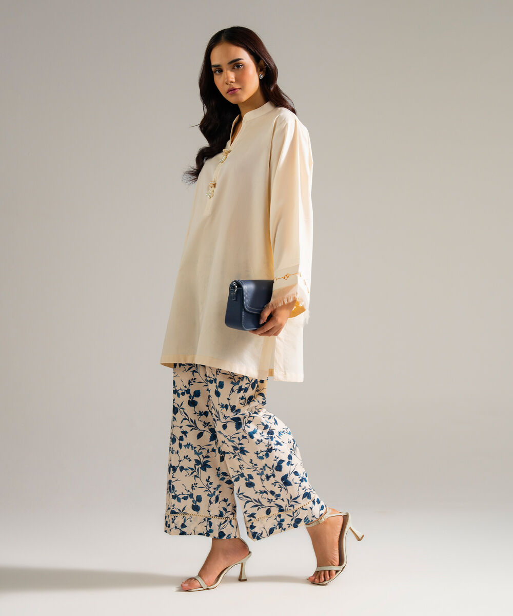 Women's RTW Cambric Solid Off White Straight Shirt