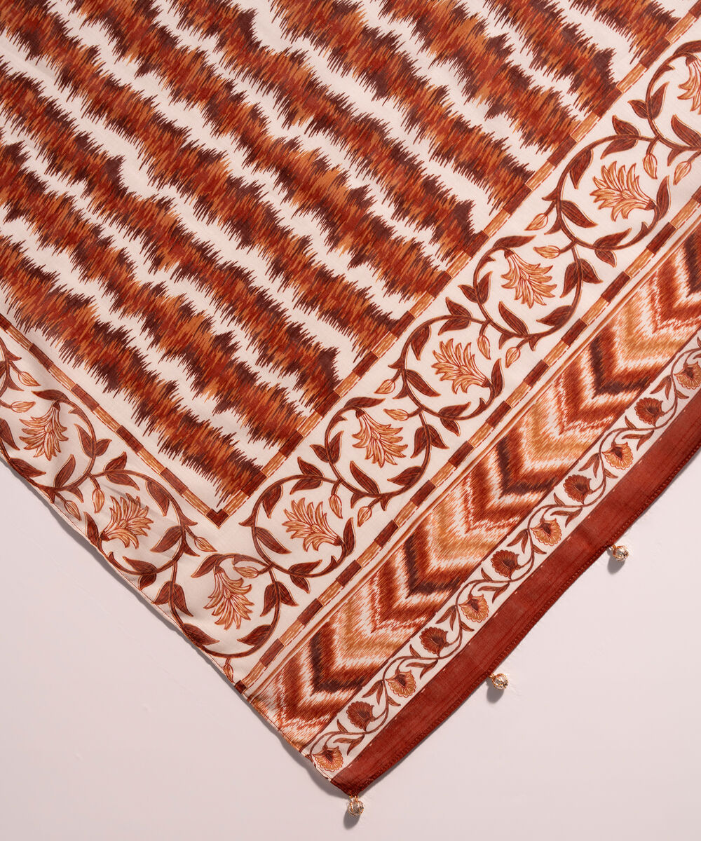 Lawn Printed Brown Dupatta