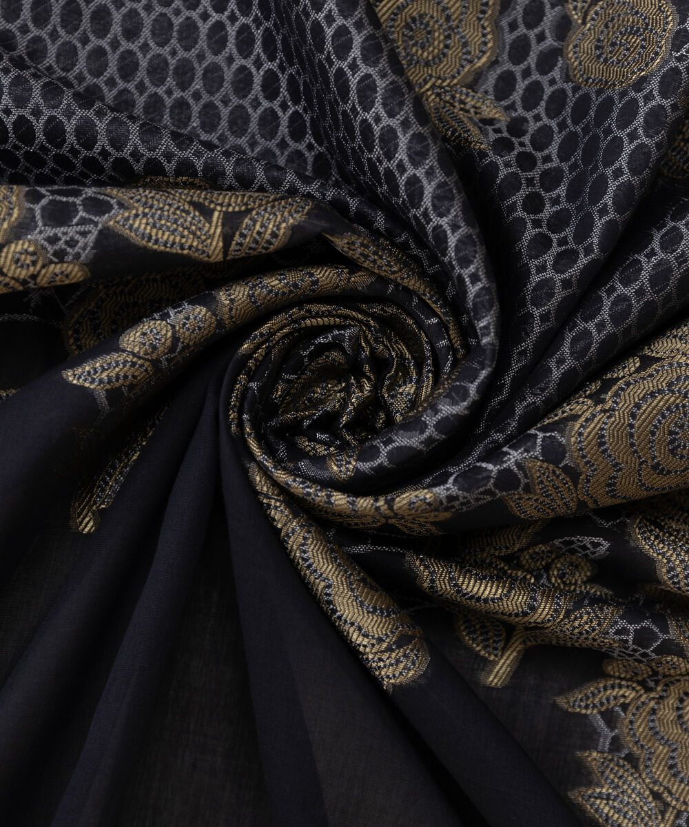 Extra Weft Jacquard Black Solid Dupatta