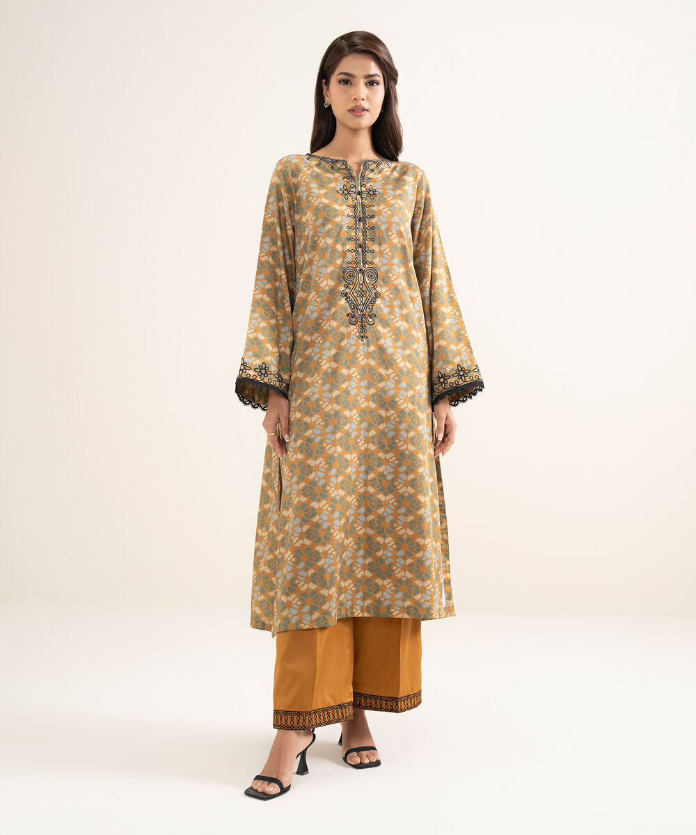 Women's RTW Lawn Embroidered Multi A-Line Shirt