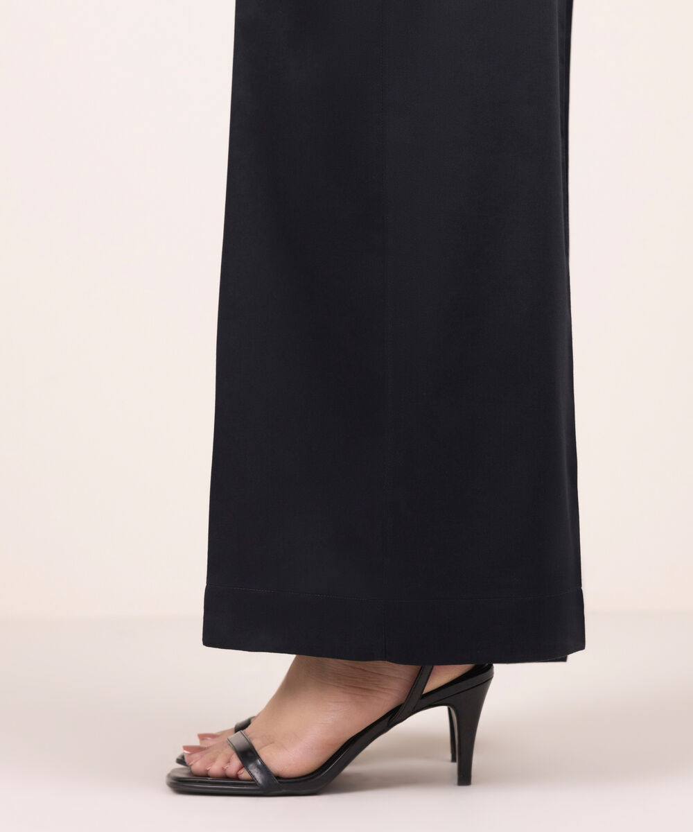 Women's RTW Cambric Solid Black Culottes