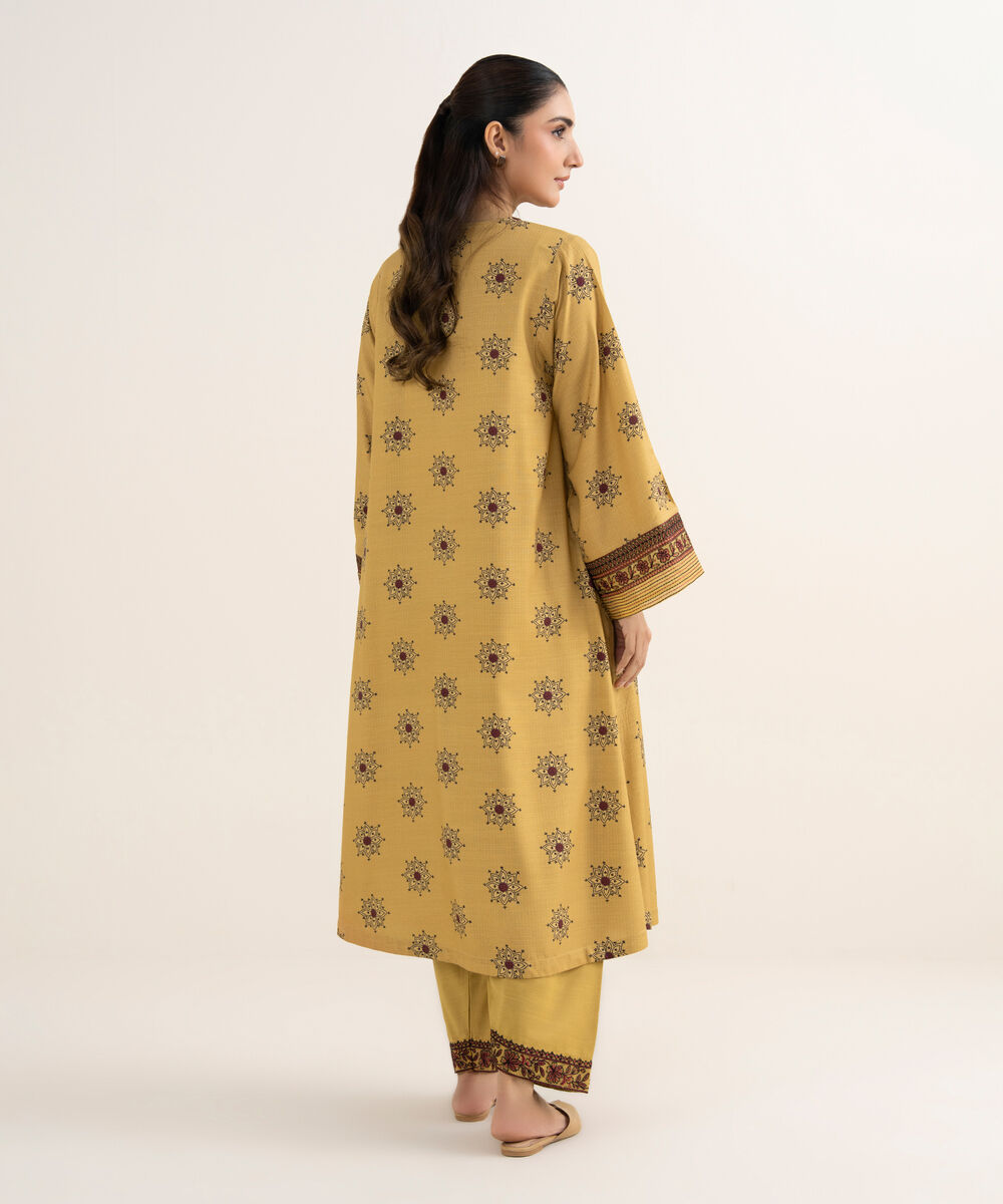 Women's RTW Cotton Embroidered Mustard A-Line Shirt