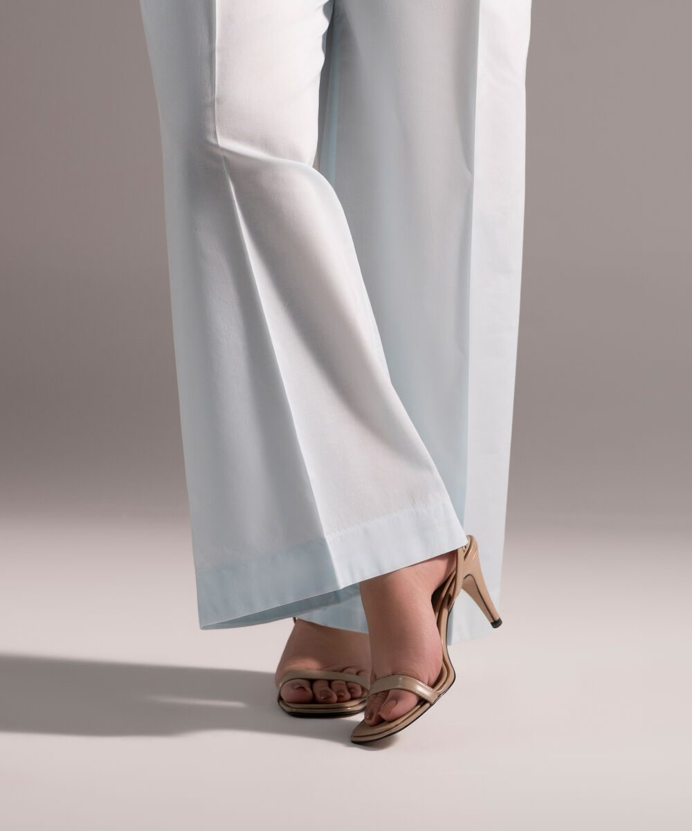 Women's RTW Cambric Solid Blue Culottes
