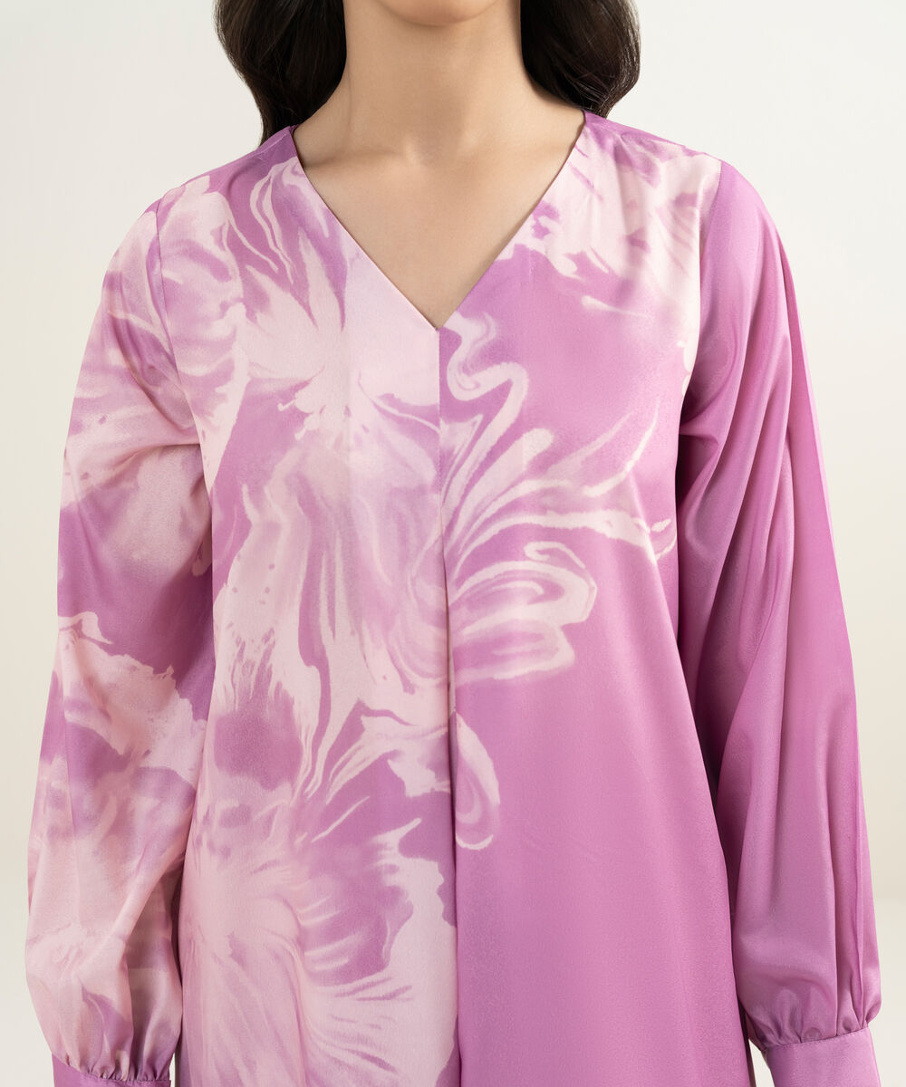 Women's RTW Blended Grip Silk Printed Pink 2 Piece Suit