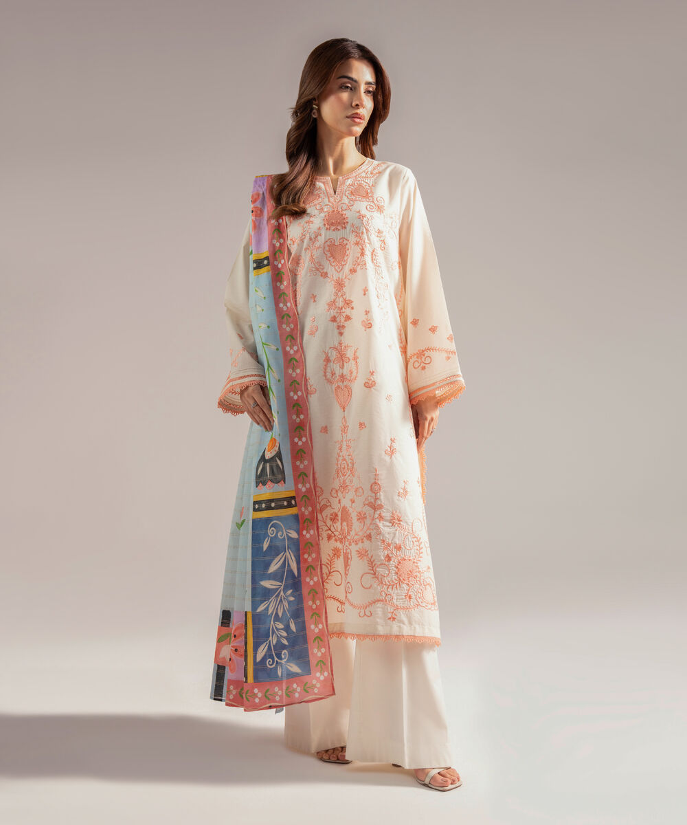 Zari Lawn Printed Light Blue Dupatta