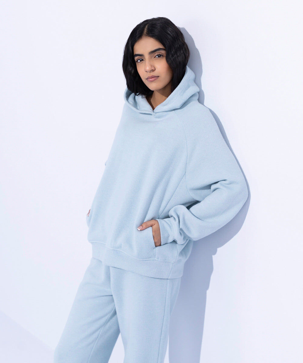 Woman - Blue Ribbed Hoodie