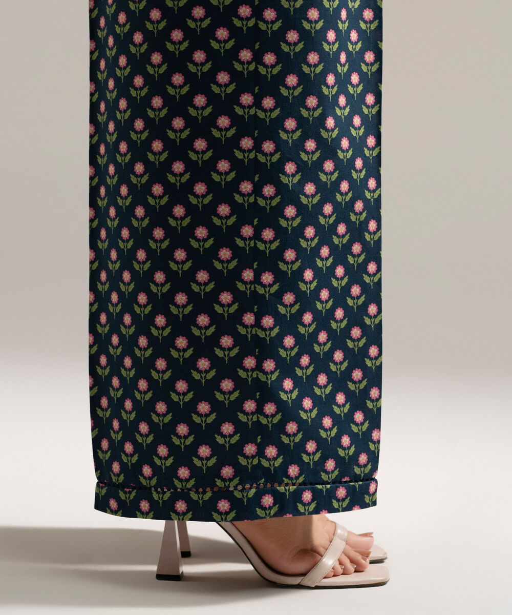 Women's RTW Cambric Printed Blue Culottes