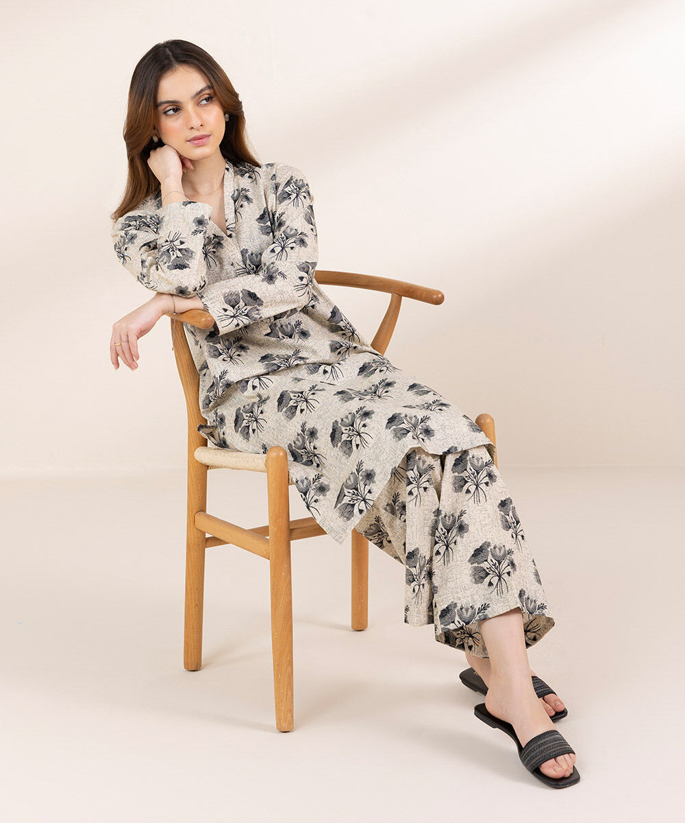 Women's Pret Cambric Black And White Printed A-Line Shirt