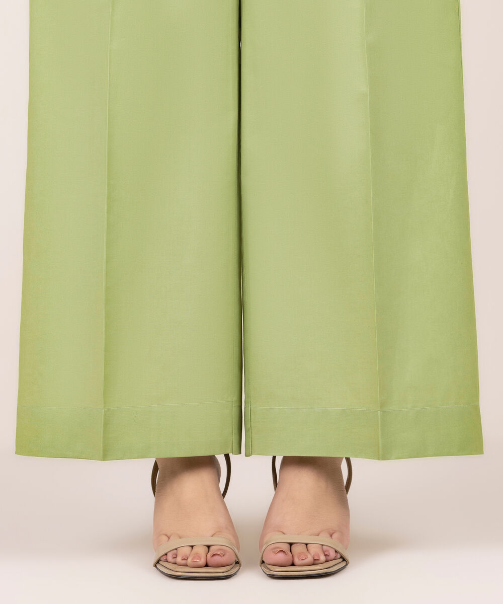 Women's RTW Cotton Viscose Solid Green Culottes