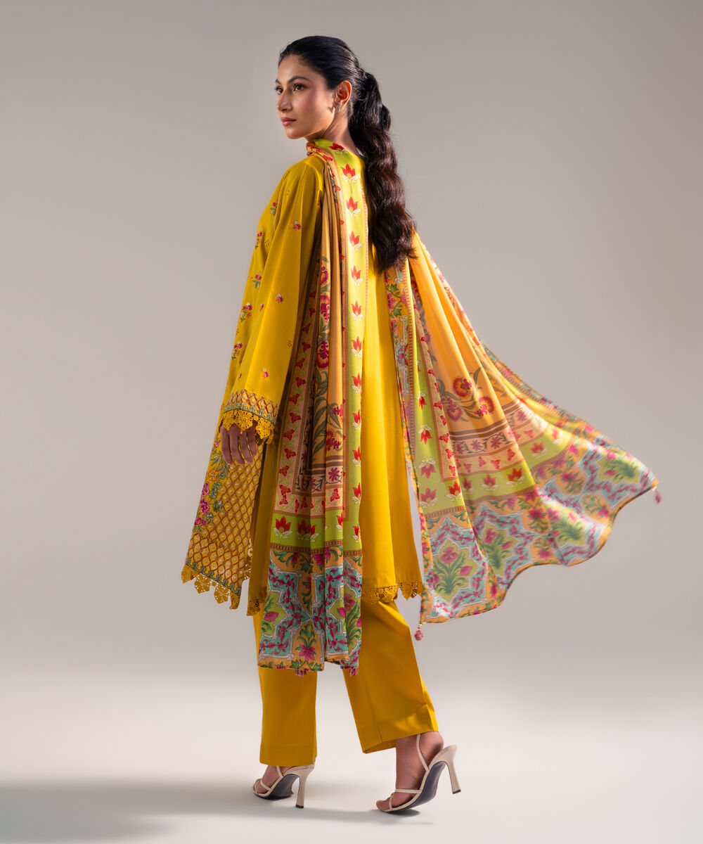 Women's Stitched for You Textured Lawn Yellow Embroidered 3 Piece Suit