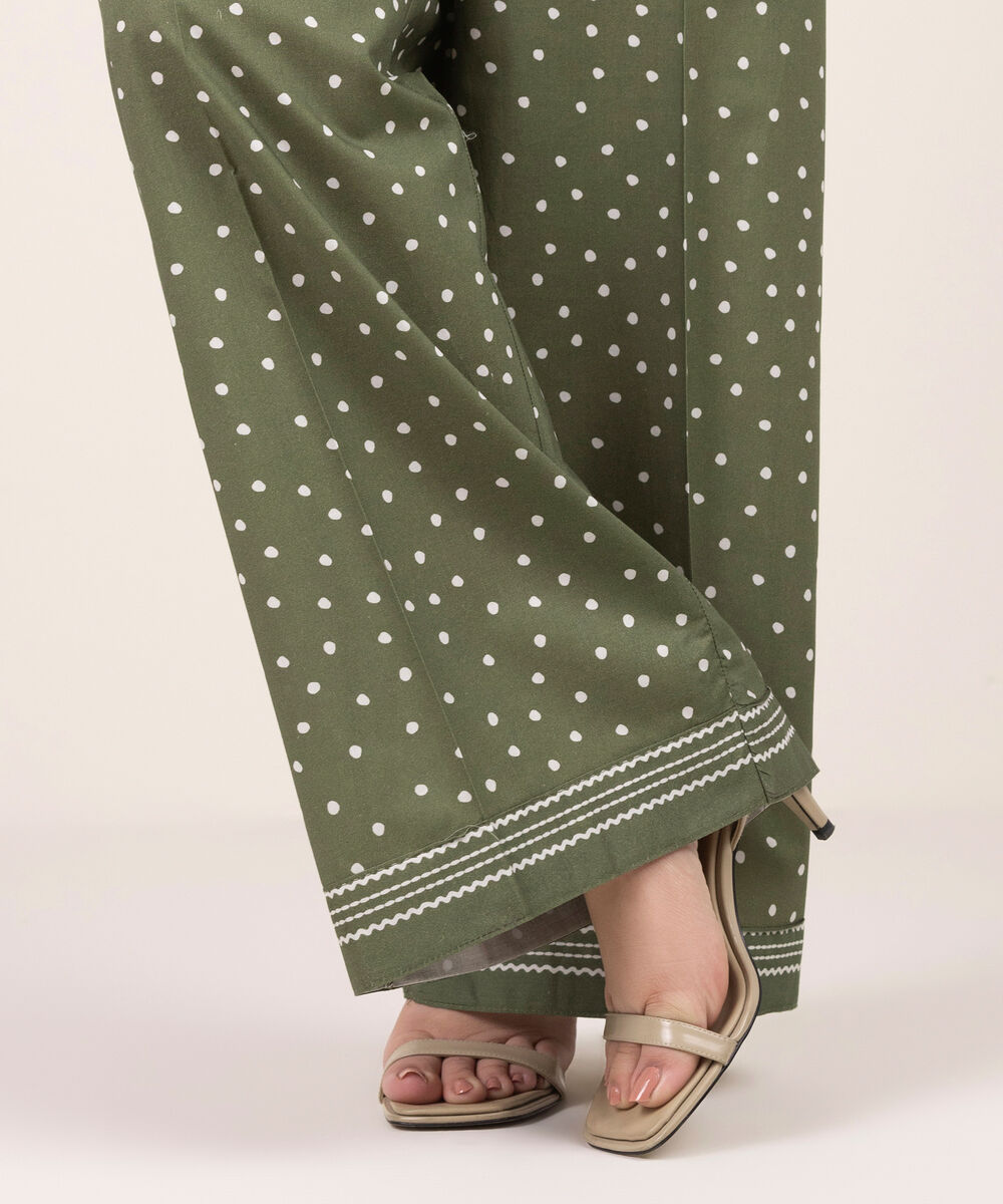 Women's RTW Lawn Printed Green Culottes