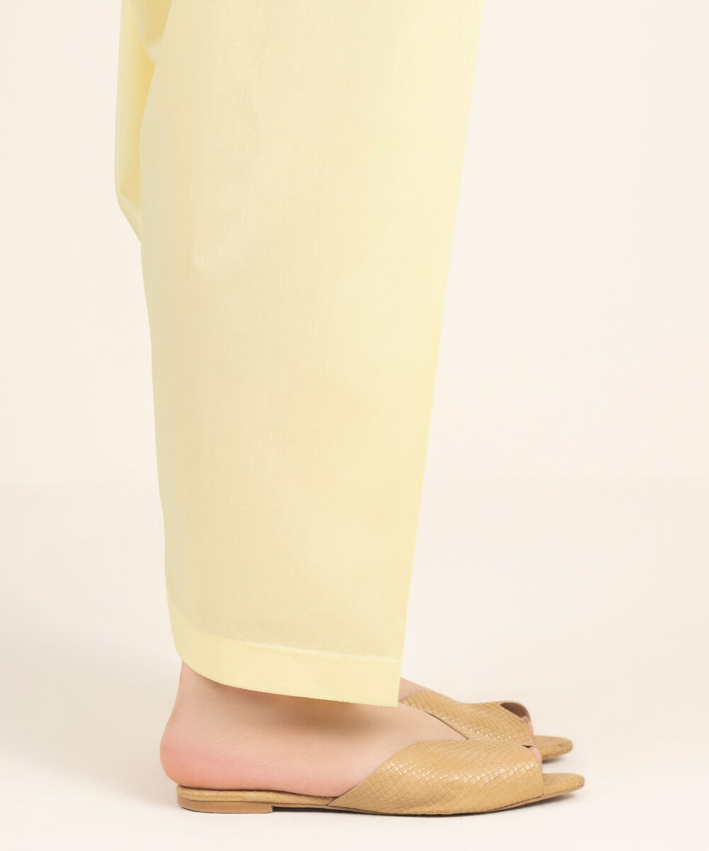 Women's RTW Cambric Solid Yellow Shalwar