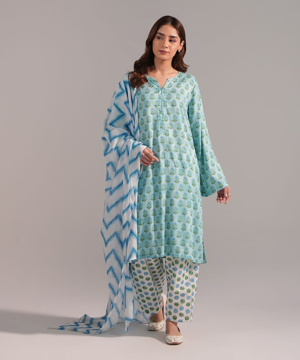 Lawn Printed White Dupatta
