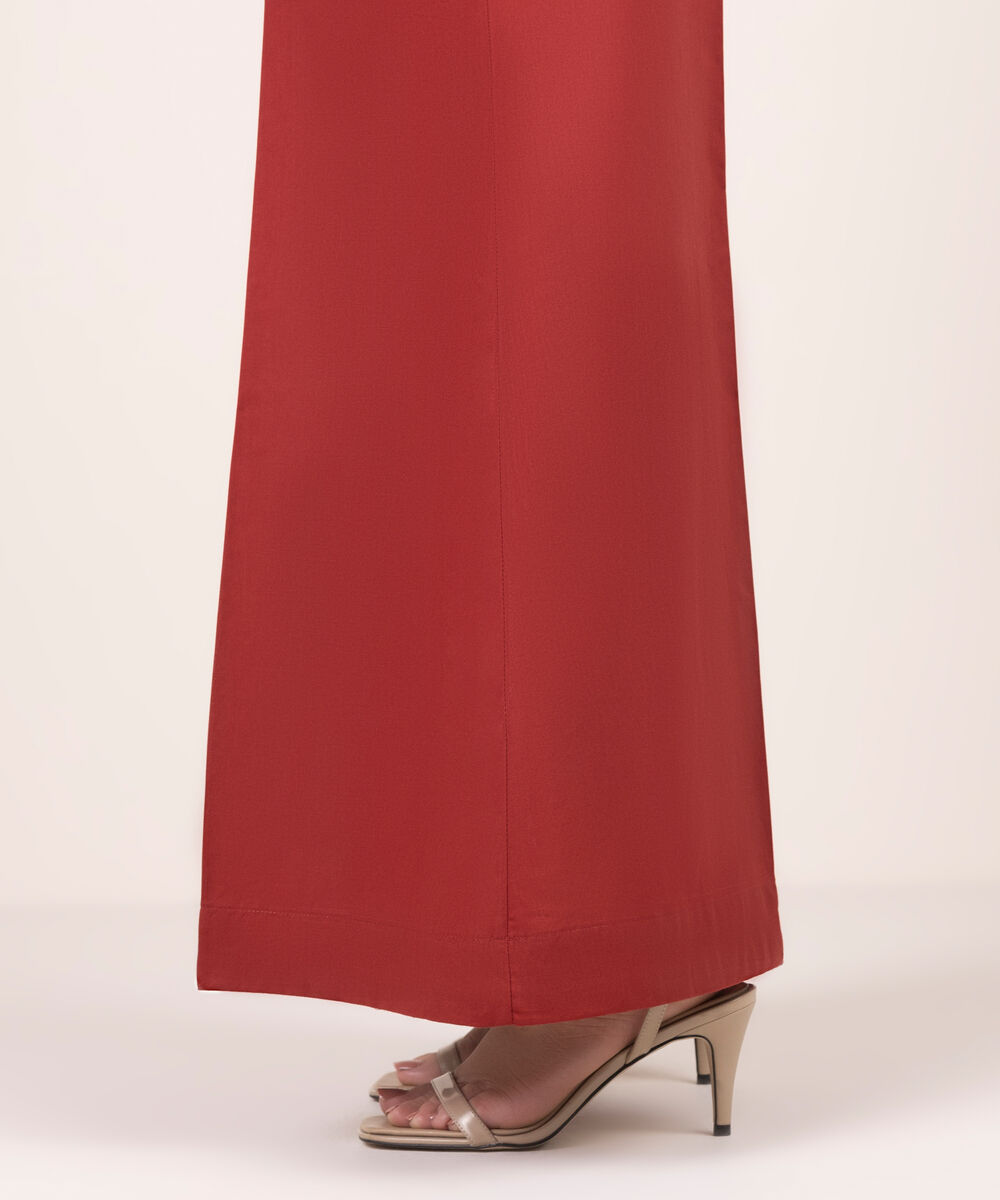 Women's RTW Lawn Solid Maroon Flared Pants