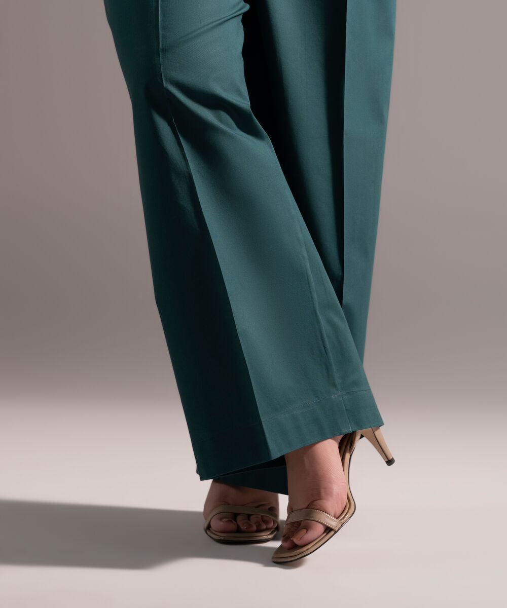 Women's RTW Cambric Solid Dark Green Culottes