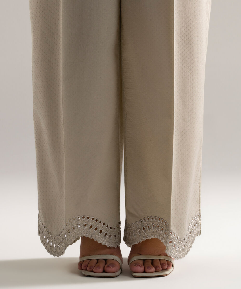 Women's RTW Dobby Embroidered Grey Culottes