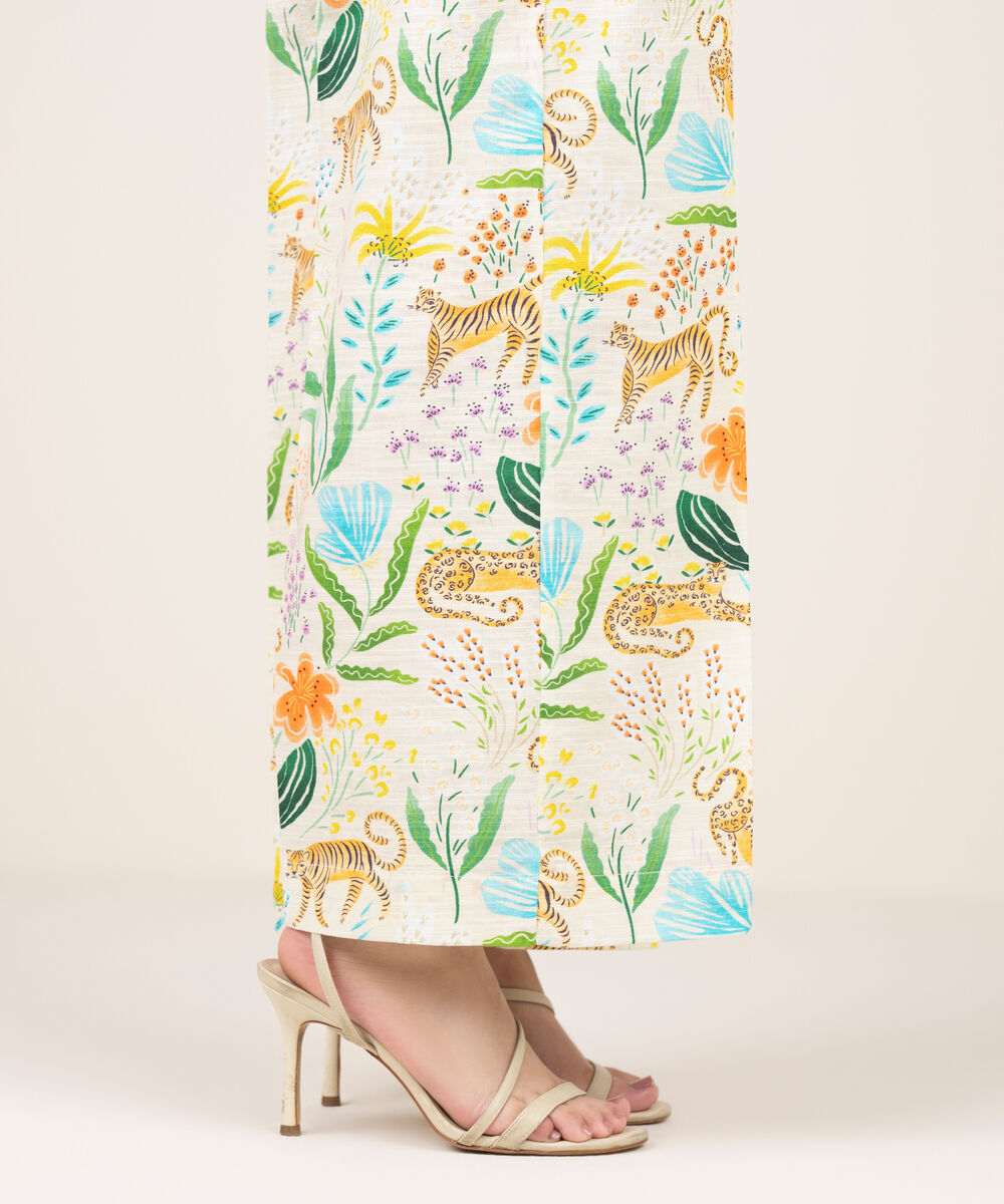 Women's RTW Khaddar Printed Off White Culottes