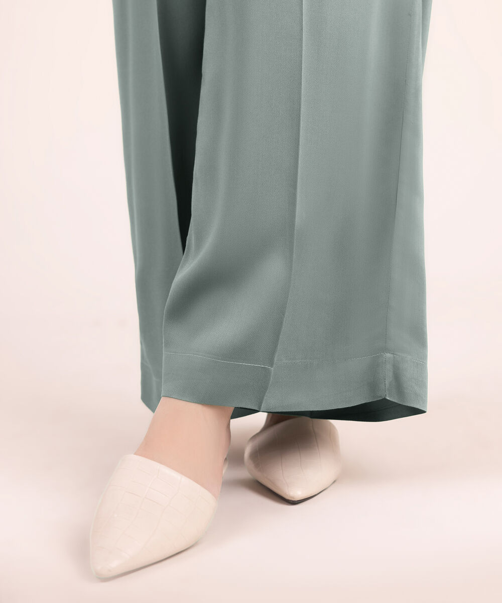 Women's RTW Linen Viscose Solid Grey Culottes