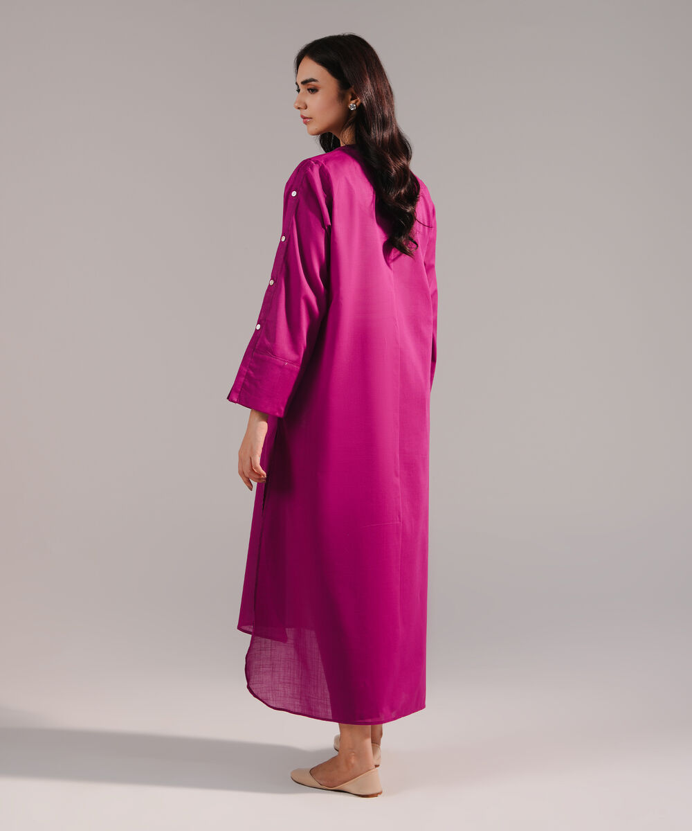 Women's RTW Crosshatch Solid Purple Straight Shirt