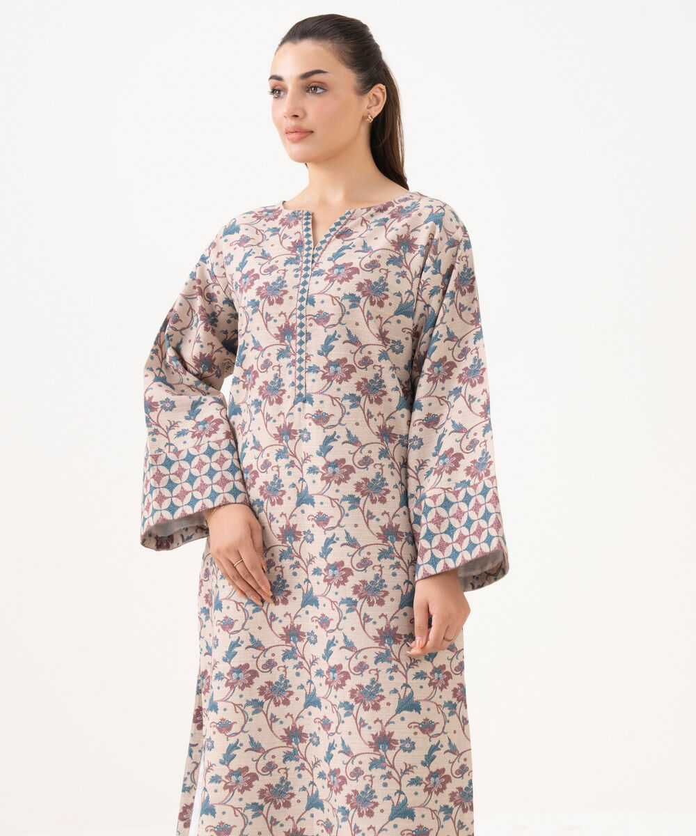 Women's Unstitched Cotton Printed Pink Shirt