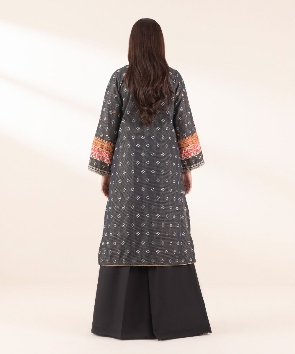 Woman - Black Embroidered Zari Lawn Shirt