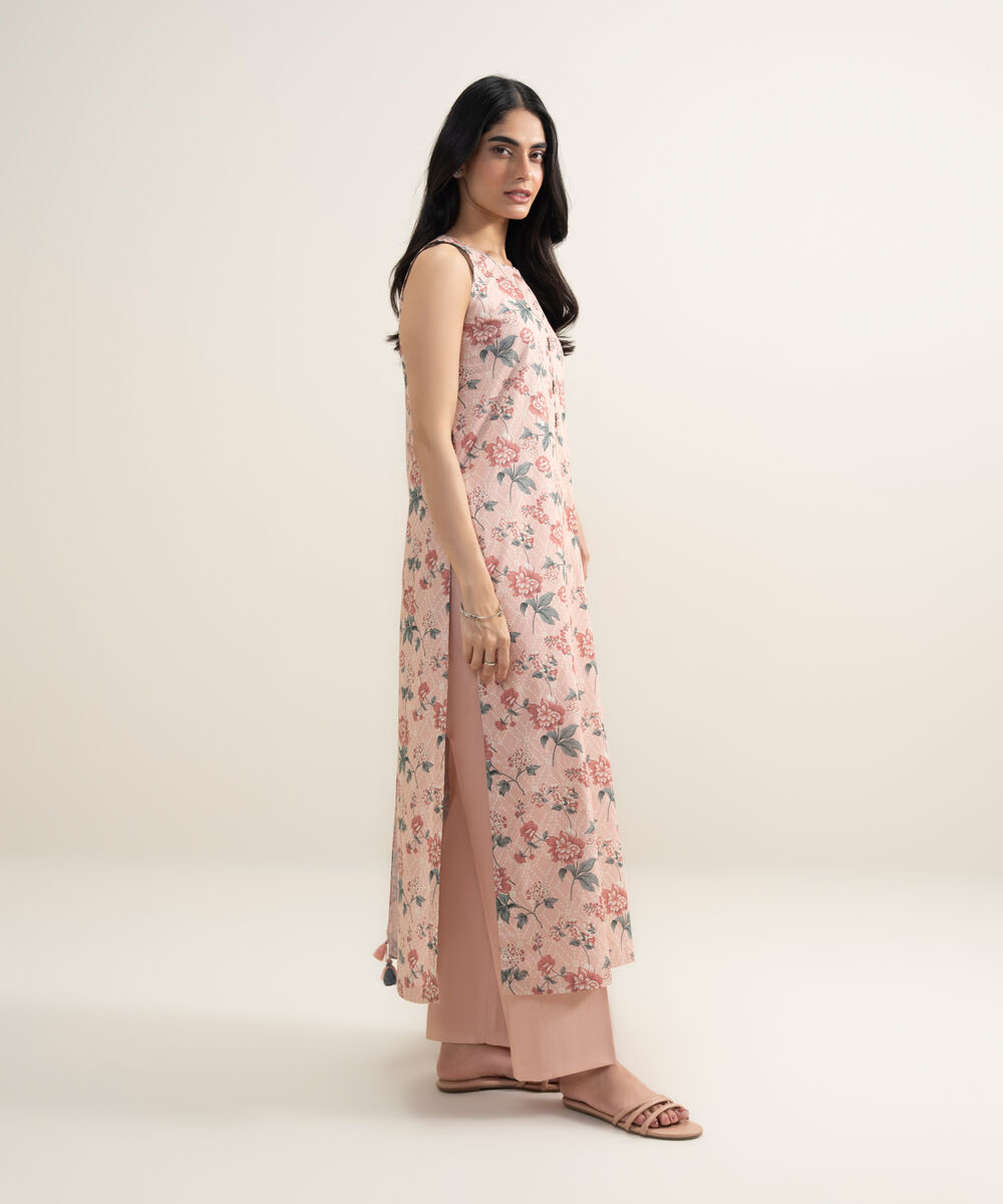 Women's Unstitched Lawn Printed Light Corel 3 Piece Suit