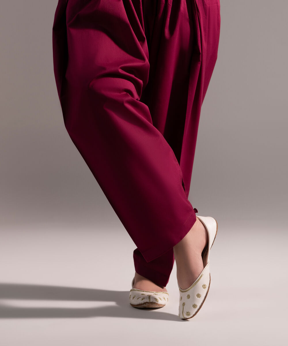 Women's RTW Cambric Solid Purple Shalwar