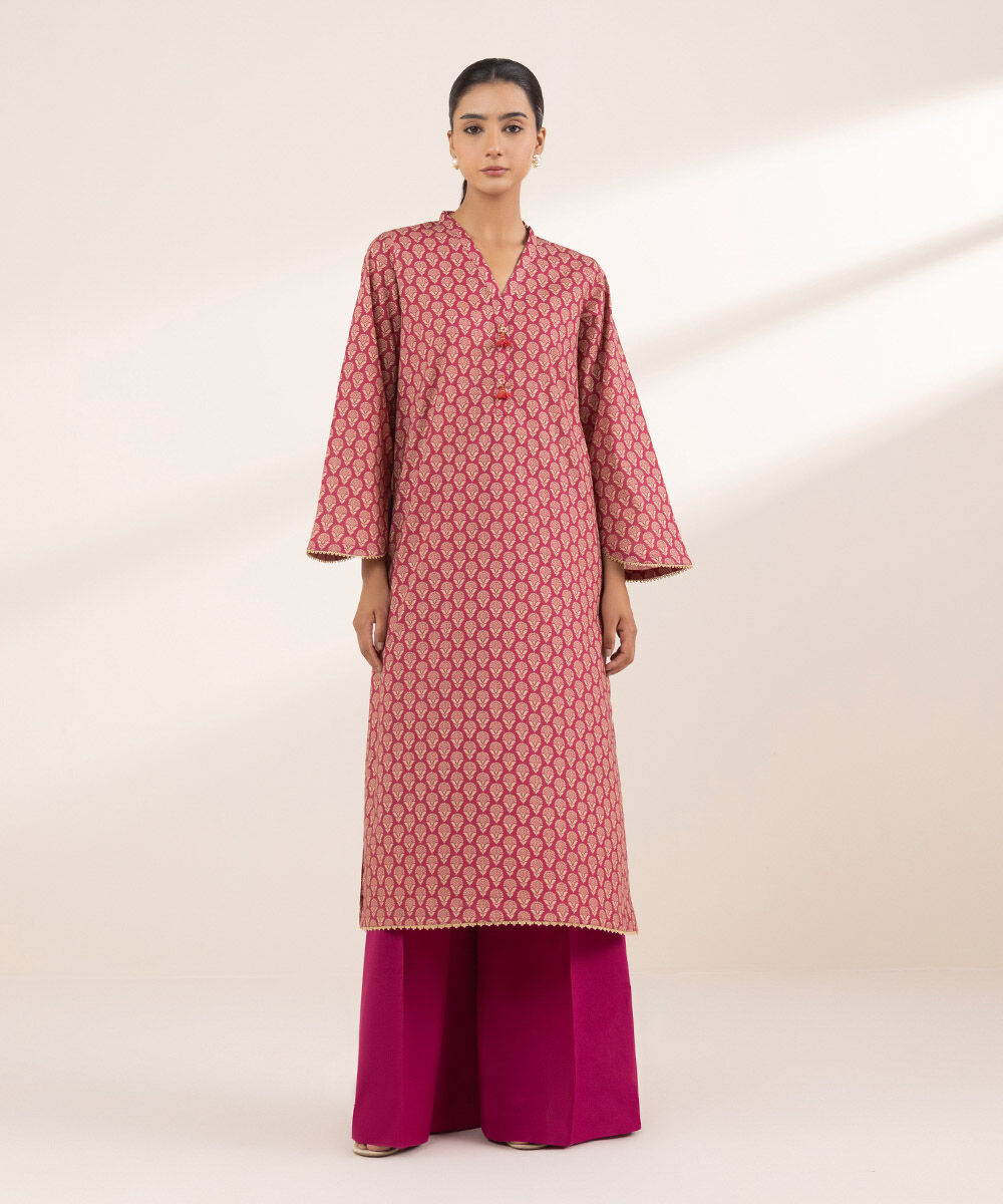 Women's RTW Cross Hatch Pink Printed A-Line Shirt