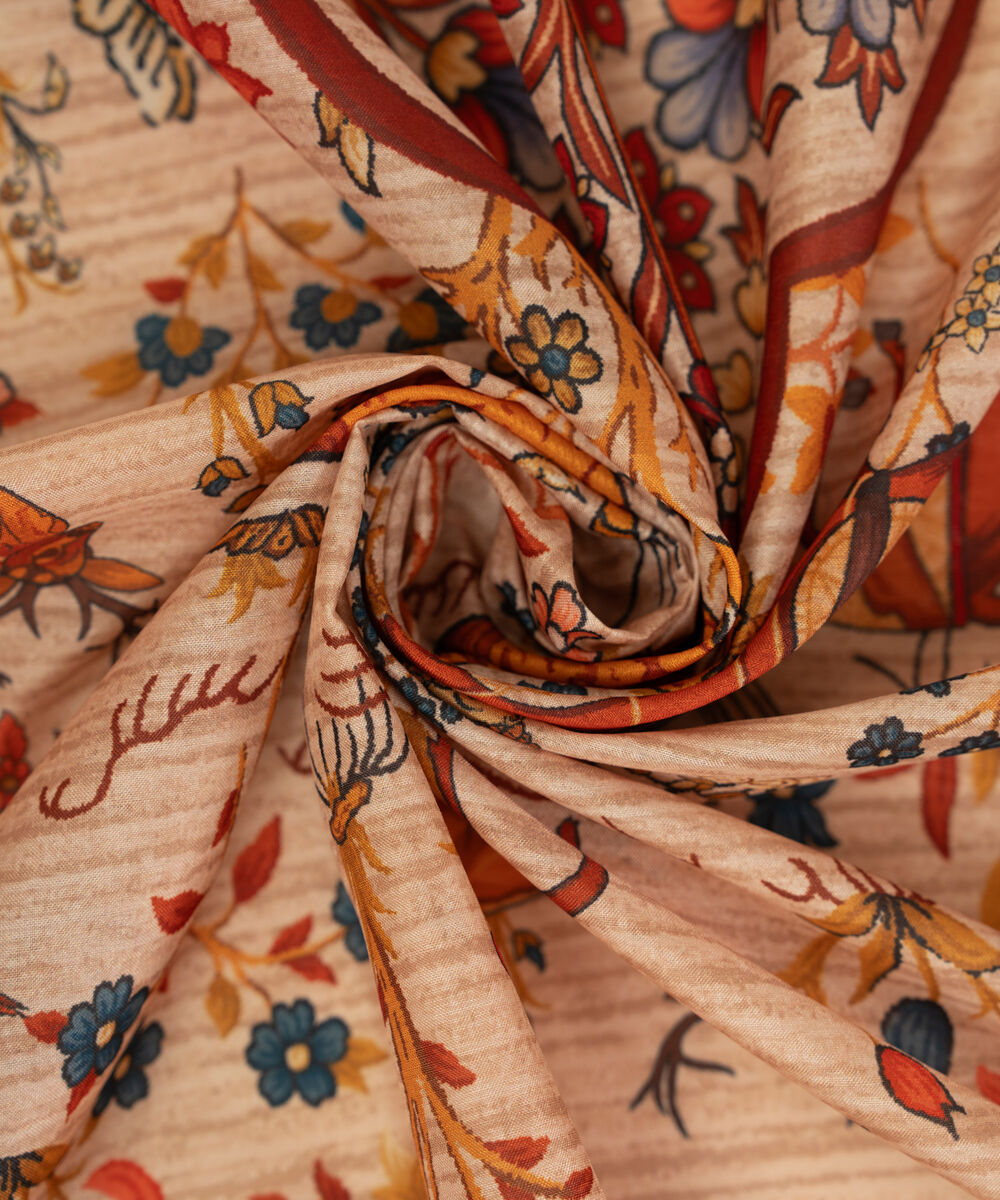 Tussar Silk Printed Beige Dupatta