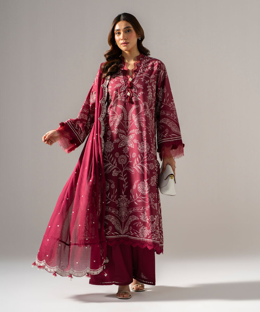 Women's RTW Fine Voil Solid Maroon Dupatta