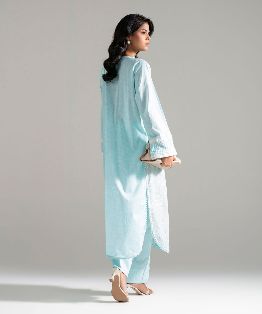 Women's RTW Lawn Embroidered Blue 2 Piece Suit
