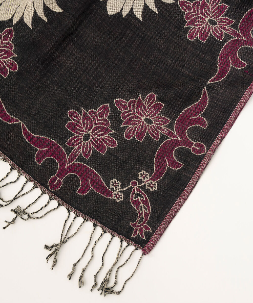 Jacquard Solid Black Shawl