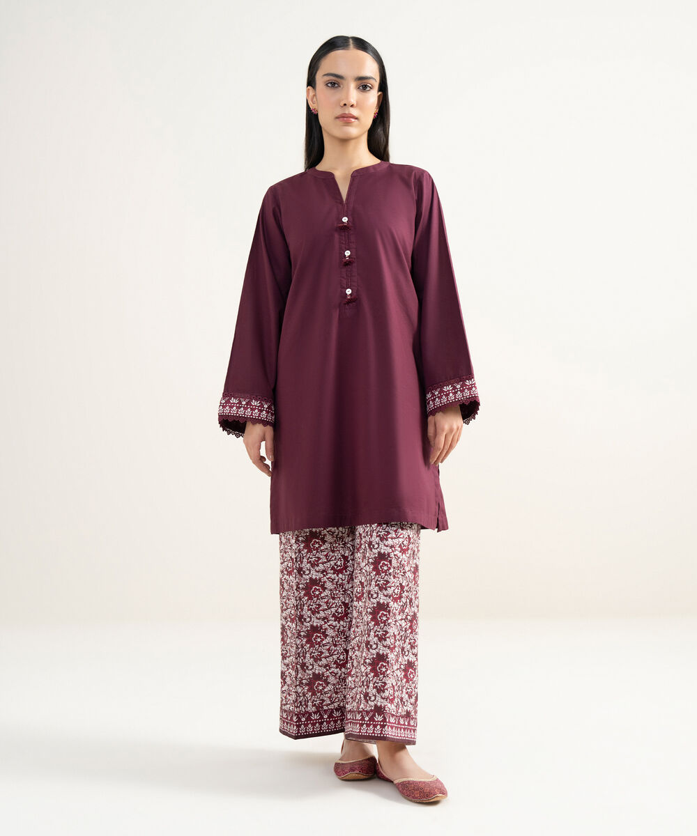 Women's RTW Cambric Solid Pink Straight Shirt